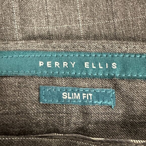 Perry Ellis Slim Fit Gray Dress Pants 33x32 Polyester/Viscose - Picture 3 of 5